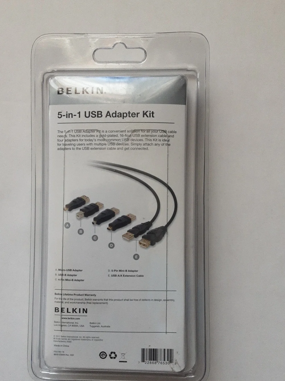 BELKIN 16ft USB 5n1 USB ADAPTER KIT NEW